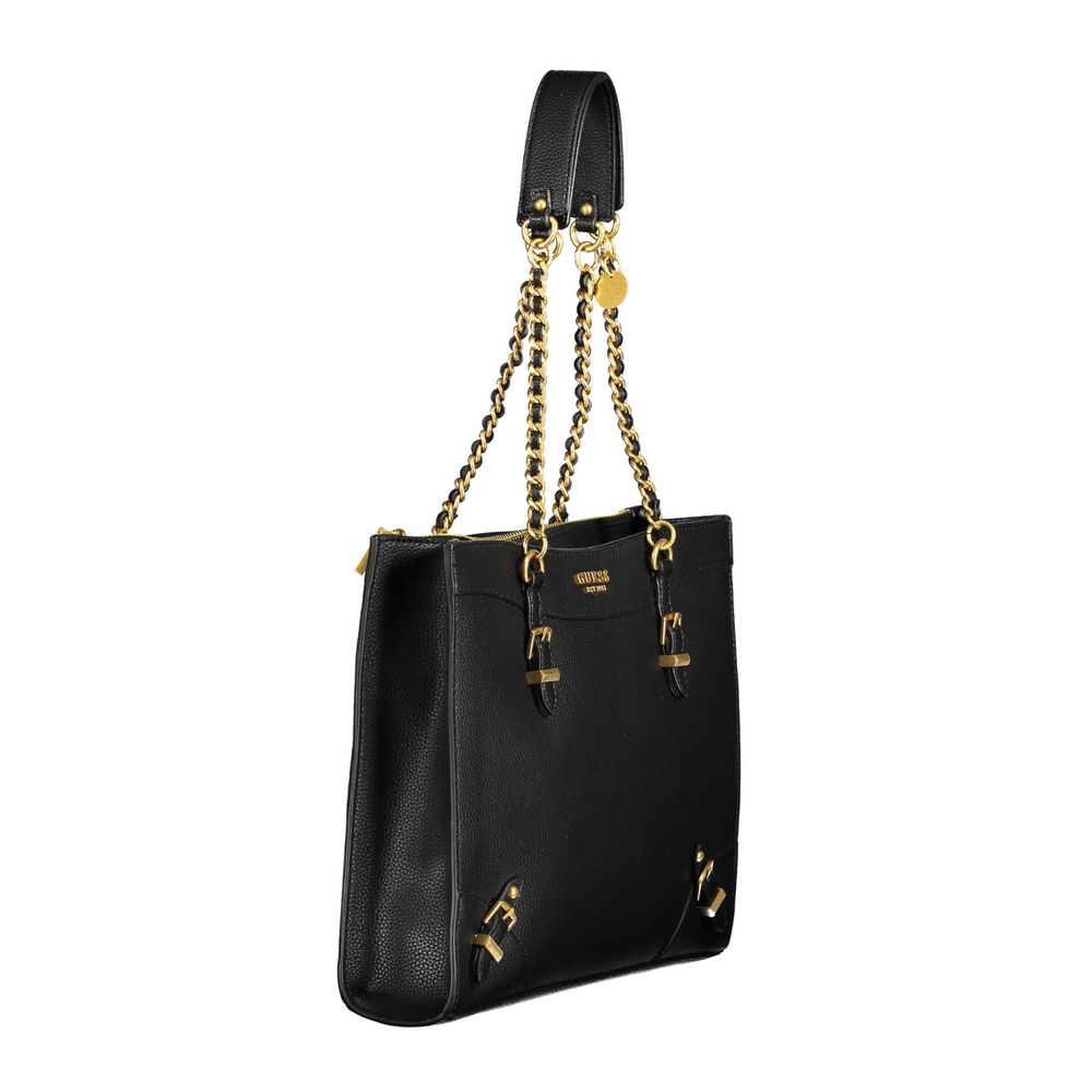 Guess Jeans Black Handbag – Faux Leather, Chic Sophistication