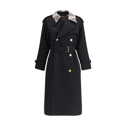 Burberry Castleford Long Trench Coat with Check Collar