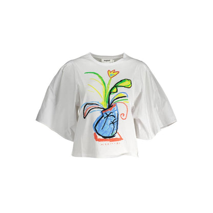Desigual White Cotton Women T-Shirt - Bold Expression of Style