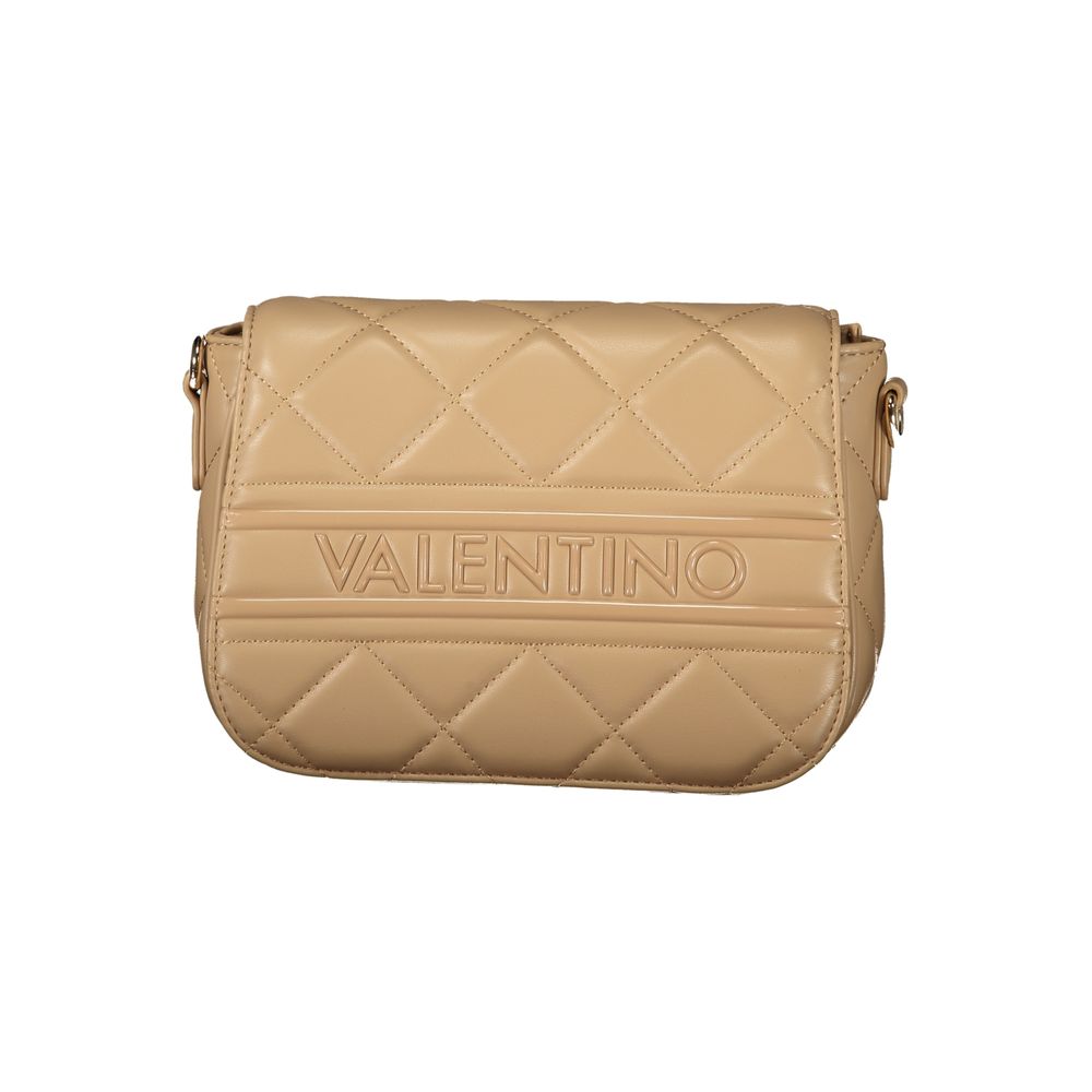 Mario Valentino Beige Leather-Finish Handbag with Adjustable Strap