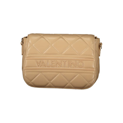Mario Valentino Beige Leather-Finish Handbag with Adjustable Strap