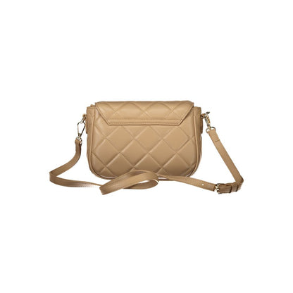 Mario Valentino Beige Leather-Finish Handbag with Adjustable Strap