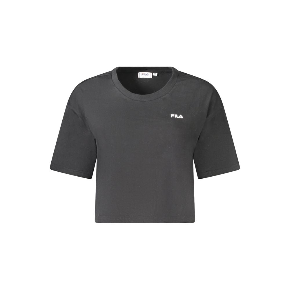 Fila Black Cotton Tops & T-Shirt - Locri Loose Cropped Design