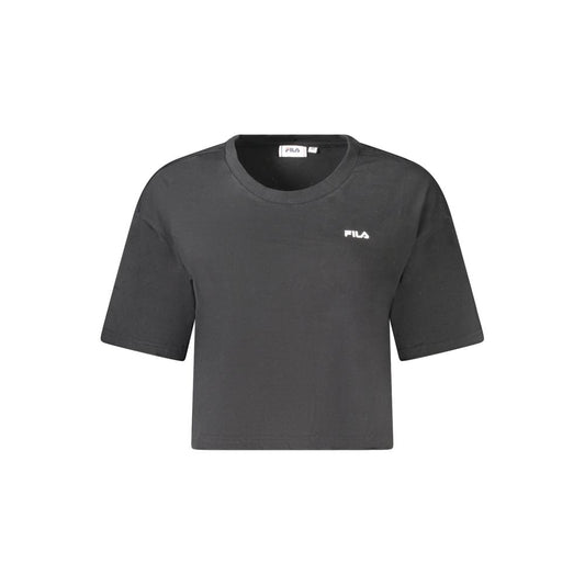 Fila Black Cotton Tops & T-Shirt - Locri Loose Cropped Design