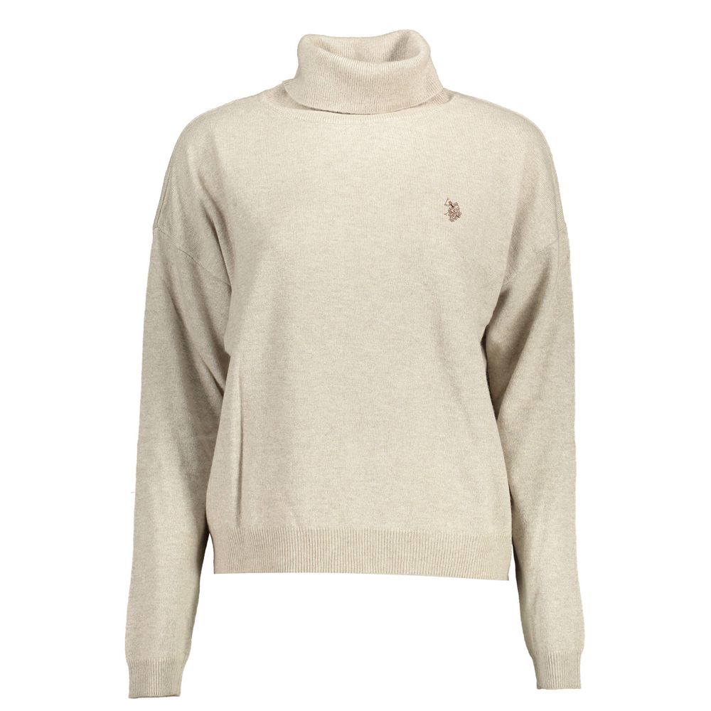 U.S. POLO ASSN. Beige Turtleneck Wool Sweater for Women