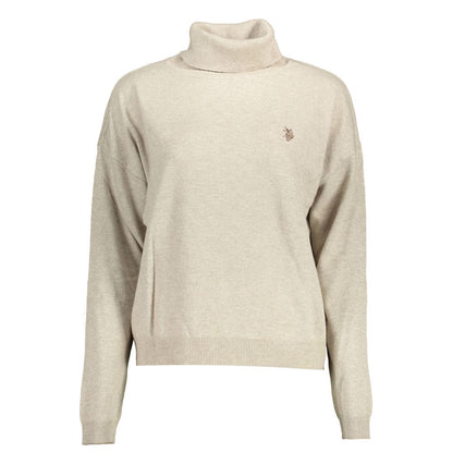U.S. POLO ASSN. Beige Turtleneck Wool Sweater for Women