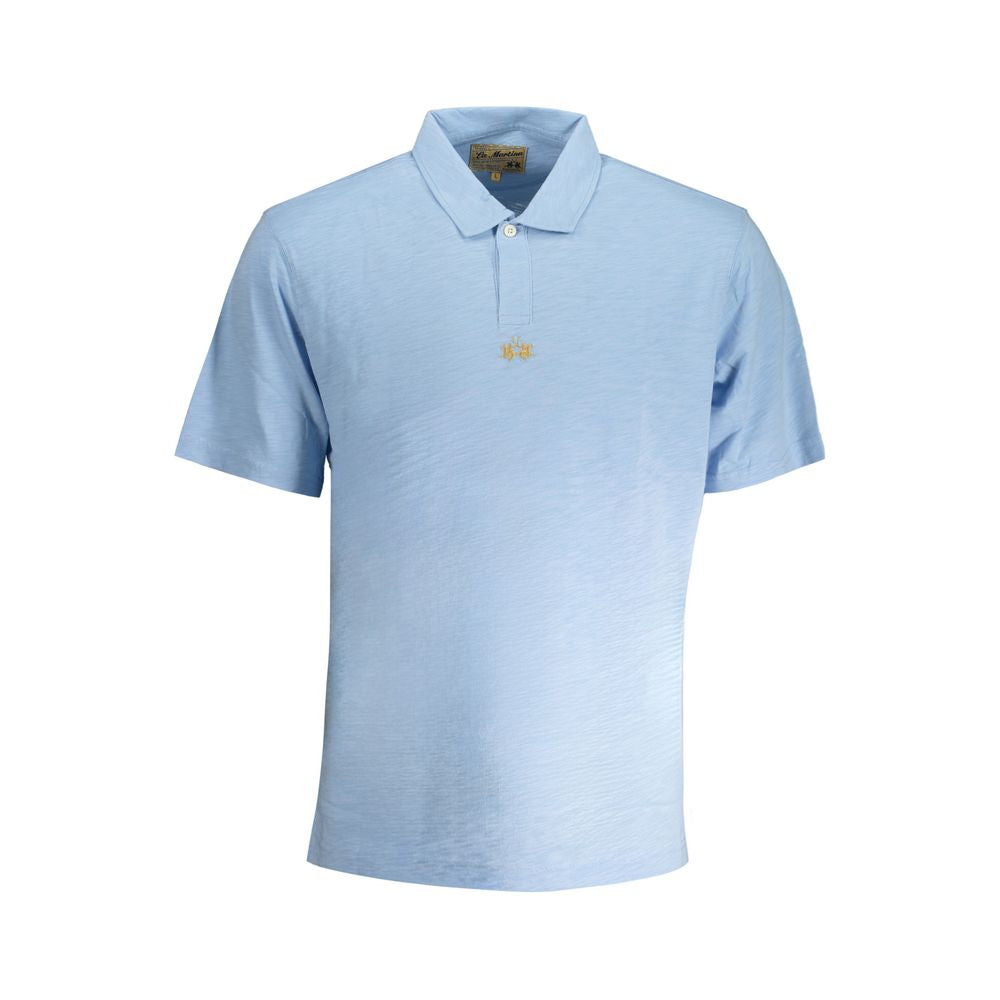 La Martina Light Blue Cotton Polo Shirt for Men