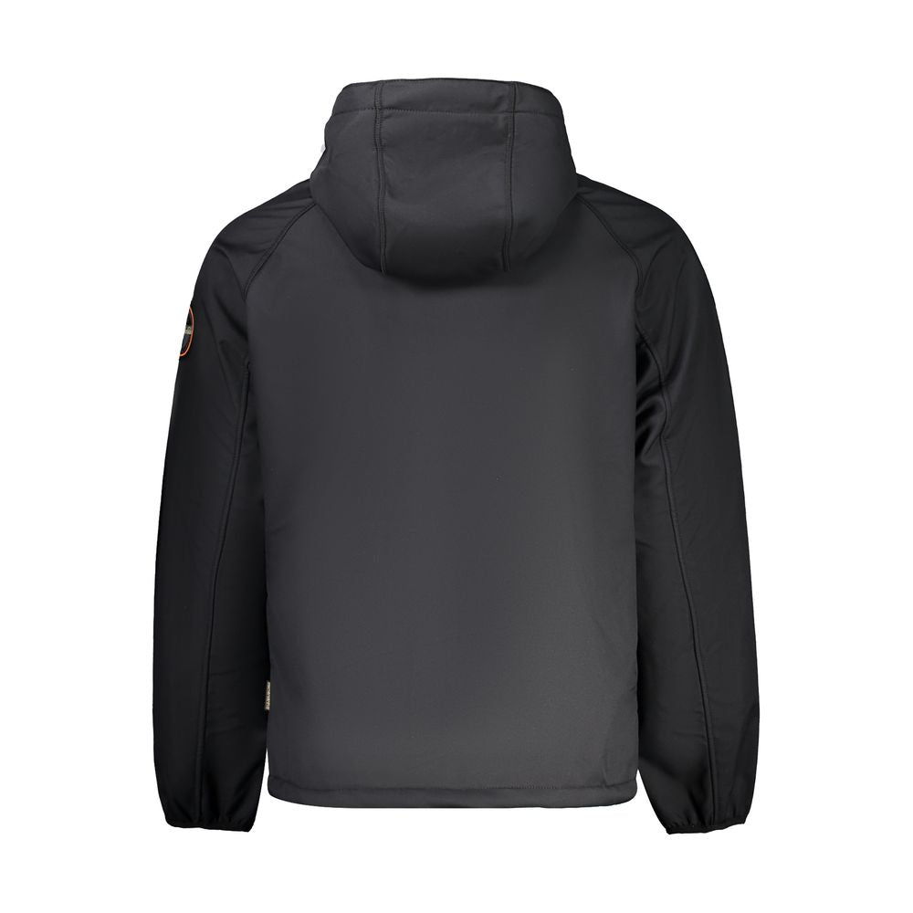 Napapijri Black Hooded Jacket with Contrast Detailing
