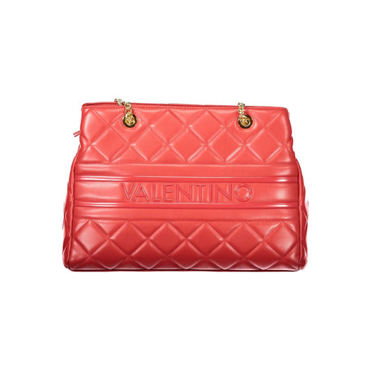 Mario Valentino Red Faux Leather Handbag with Elegant Design