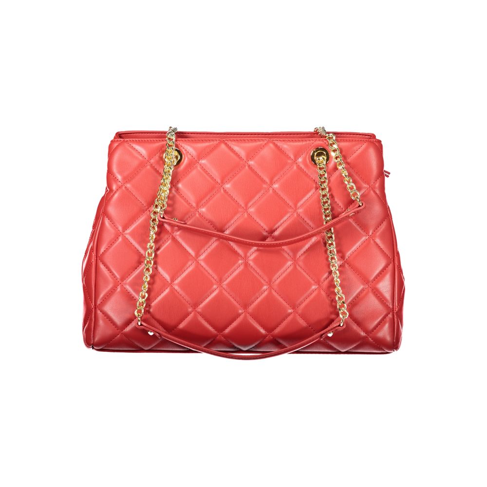 Mario Valentino Red Faux Leather Handbag with Elegant Design