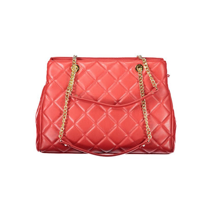 Mario Valentino Red Faux Leather Handbag with Elegant Design
