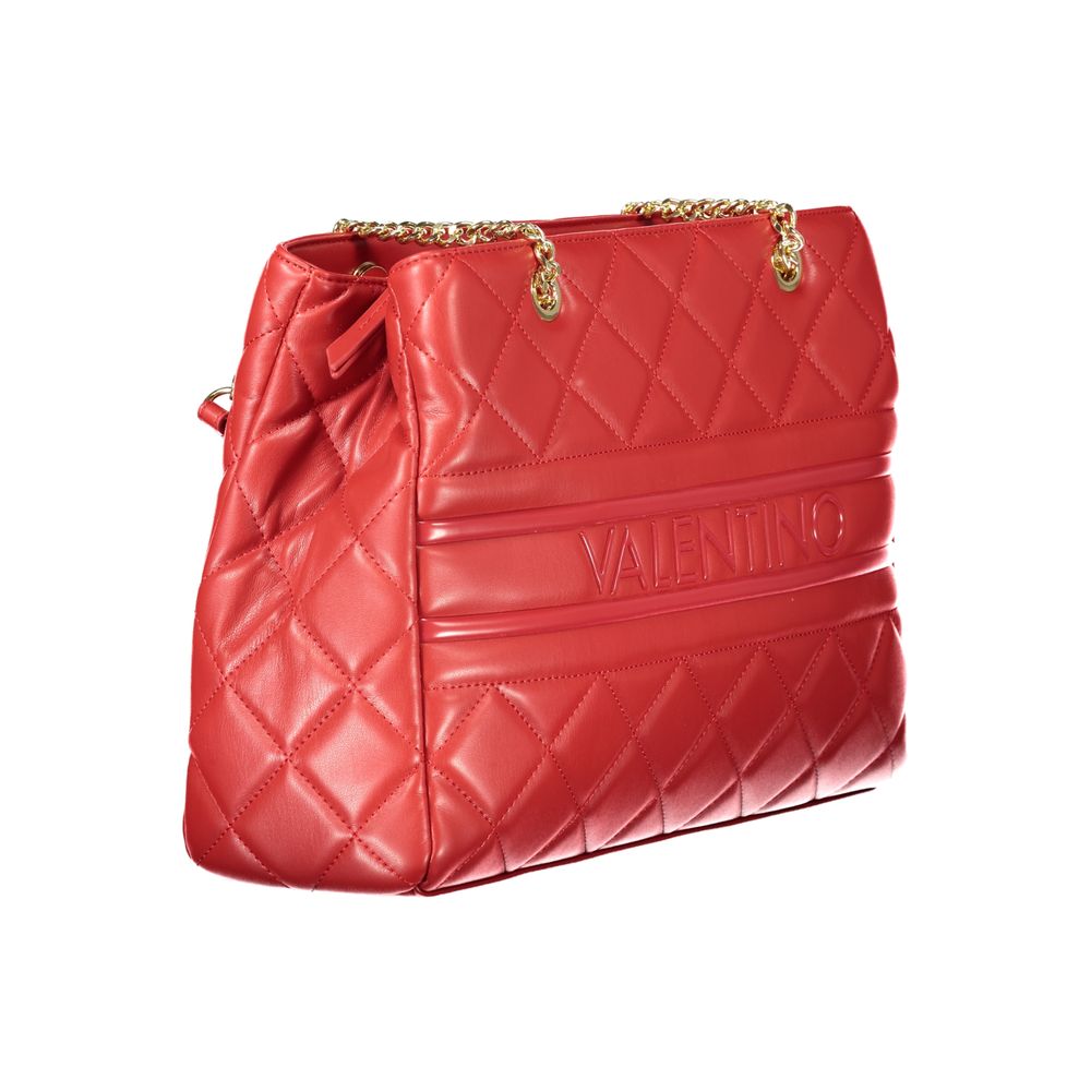 Mario Valentino Red Faux Leather Handbag with Elegant Design