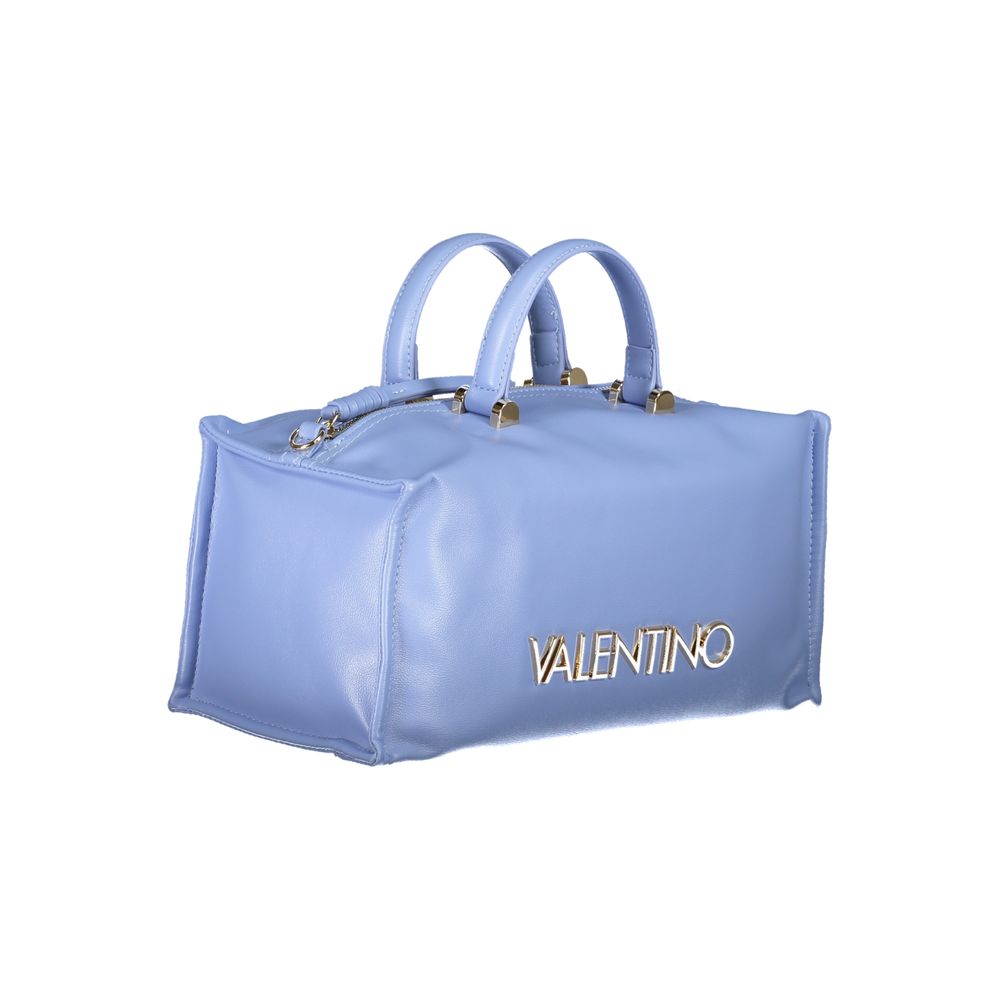 Mario Valentino Light Blue Leather-Finish Handbag with Dual Handles