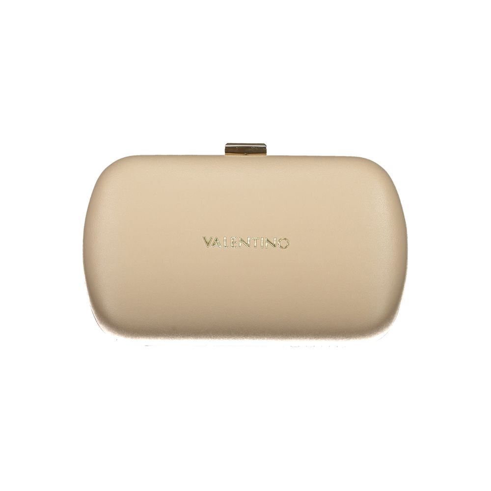 Mario Valentino Beige Leather-Finish Handbag with Chain Strap