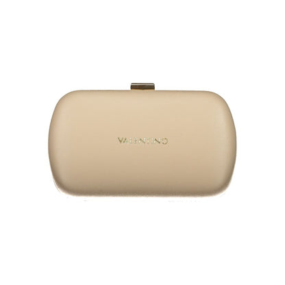 Mario Valentino Beige Leather-Finish Handbag with Chain Strap