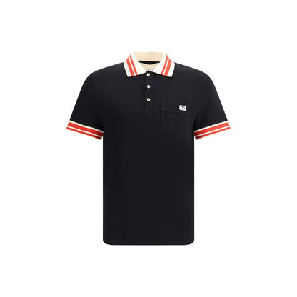 Valentino Black Cotton Polo Shirt: Sporty Elegance Redefined