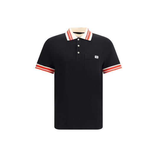 Valentino Black Cotton Polo Shirt: Sporty Elegance Redefined