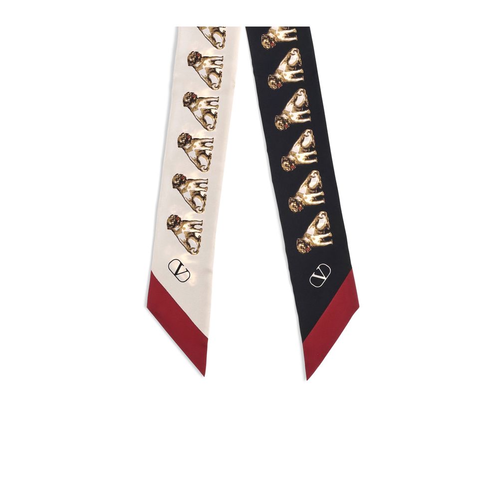 Valentino Garavani Bandeaux Silk Dog Print Scarf