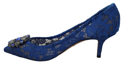 Dolce & Gabbana Blue Lace Crystal Ballet Pumps