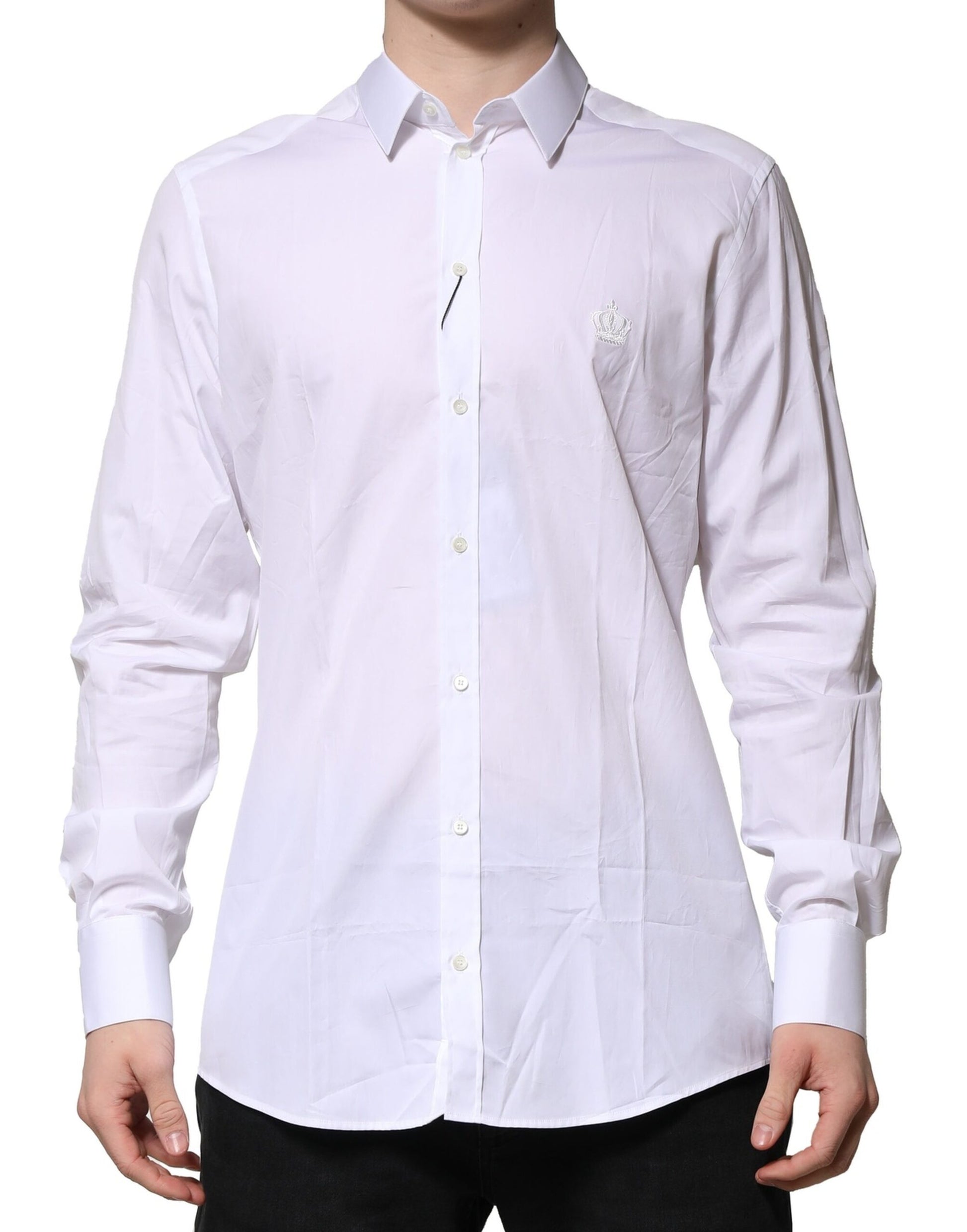 Dolce & Gabbana GOLD White Cotton Long Sleeves Formal Shirt