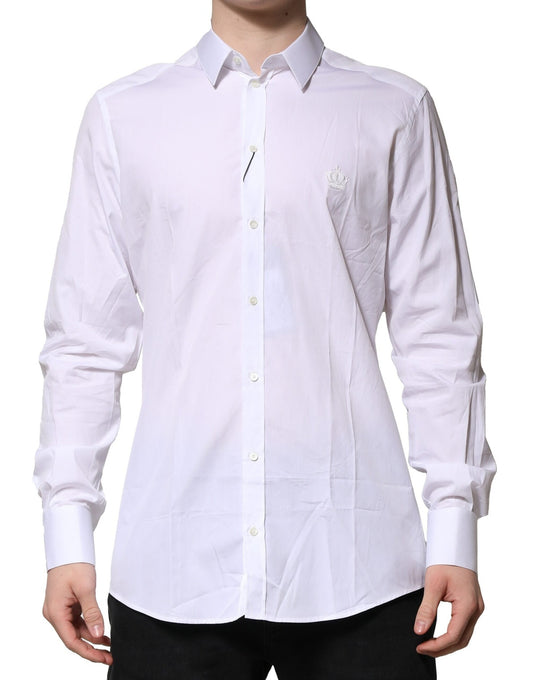 Dolce & Gabbana GOLD White Cotton Long Sleeves Formal Shirt