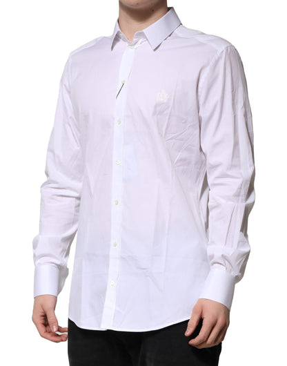 Dolce & Gabbana GOLD White Cotton Long Sleeves Formal Shirt