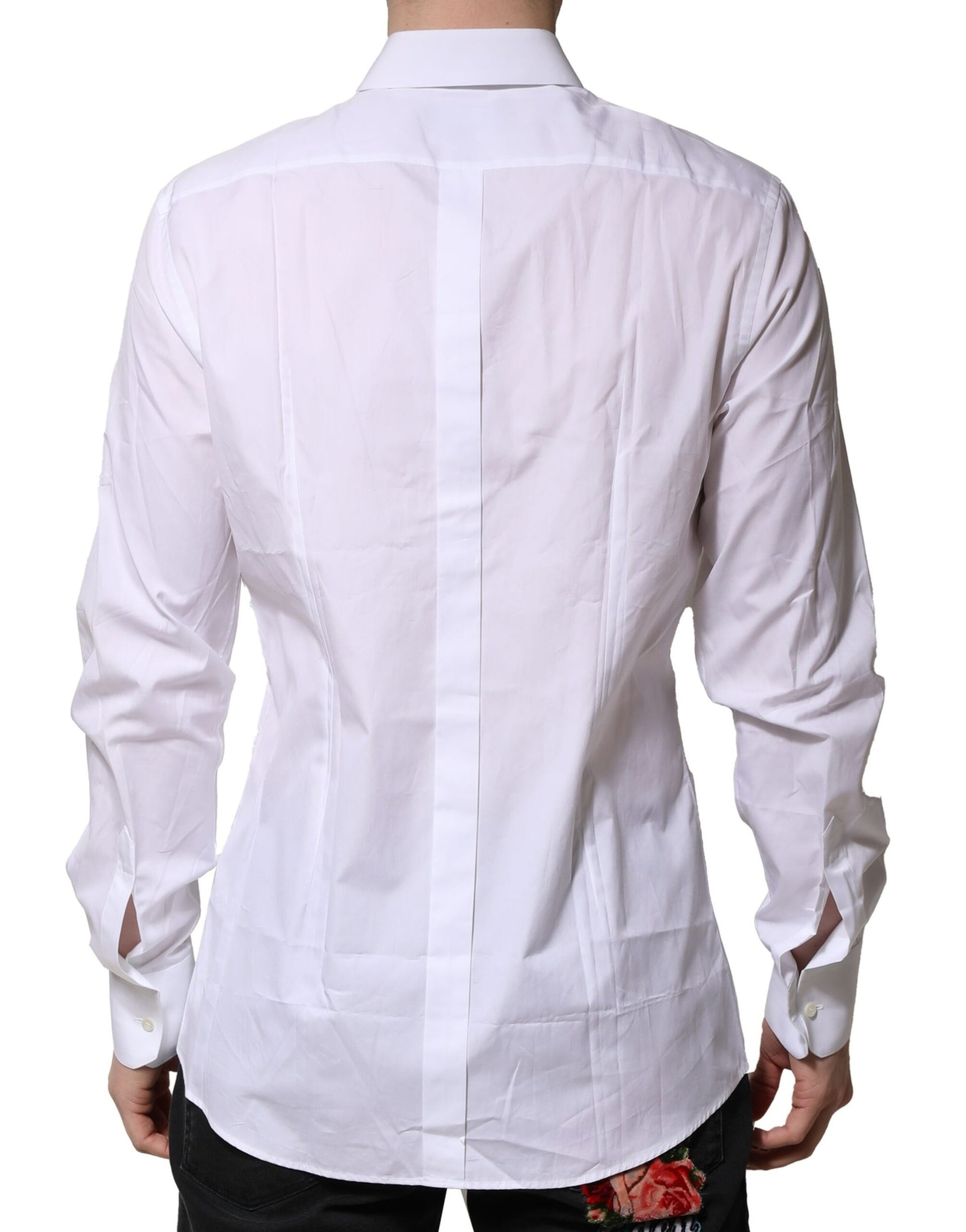 Dolce & Gabbana GOLD White Cotton Long Sleeves Formal Shirt