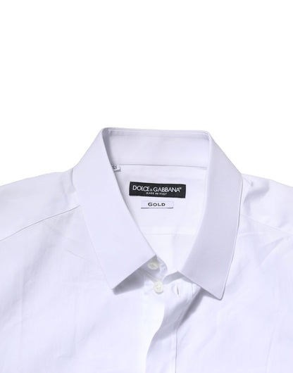 Dolce & Gabbana GOLD White Cotton Long Sleeves Formal Shirt