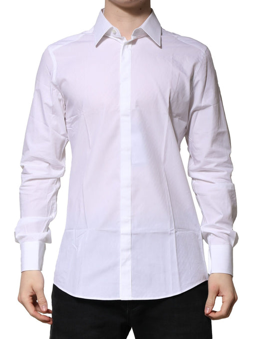 Dolce & Gabbana Gold Formal Shirt in White Cotton