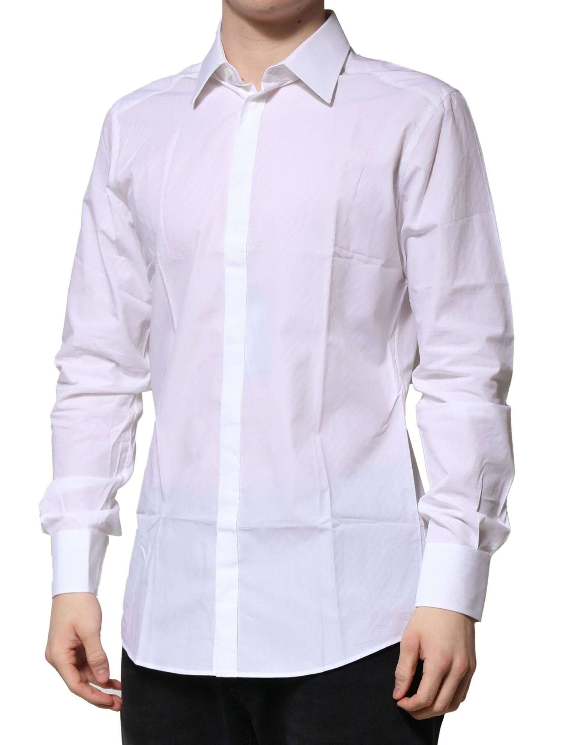 Dolce & Gabbana Gold Formal Shirt in White Cotton