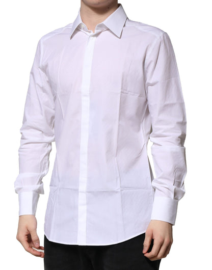 Dolce & Gabbana Gold Formal Shirt in White Cotton
