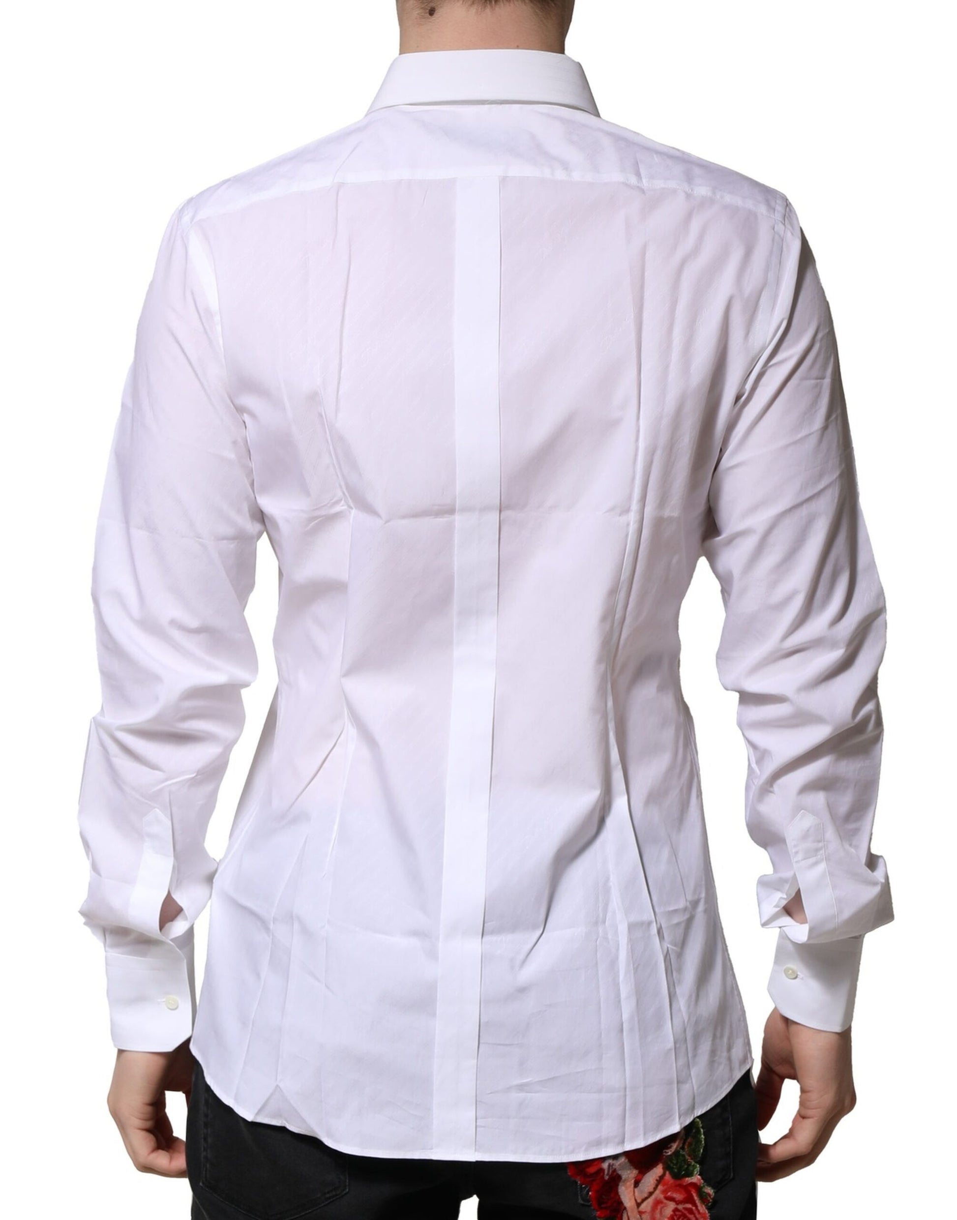 Dolce & Gabbana Gold Formal Shirt in White Cotton