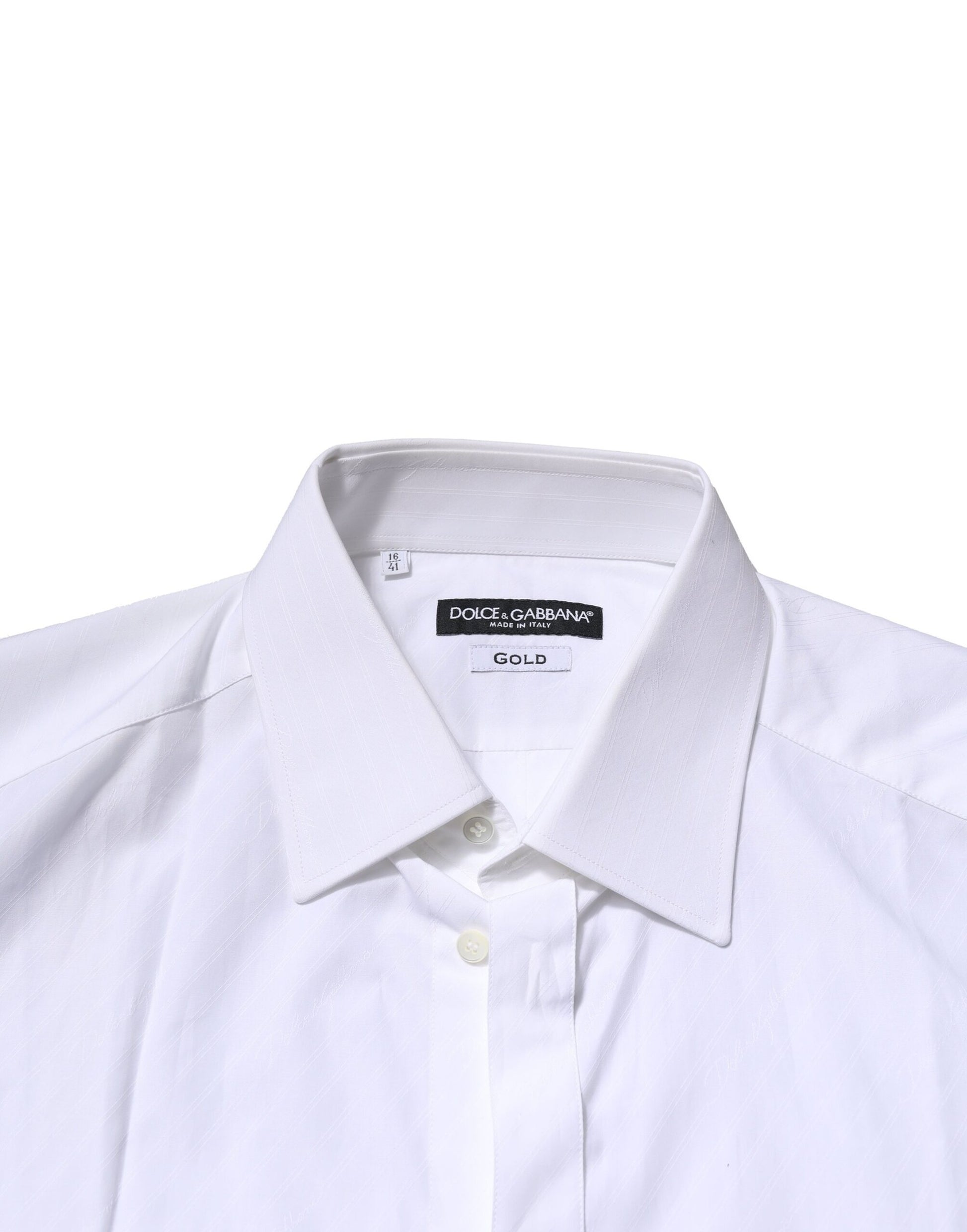 Dolce & Gabbana Gold Formal Shirt in White Cotton