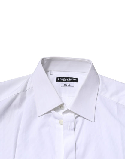 Dolce & Gabbana Gold Formal Shirt in White Cotton