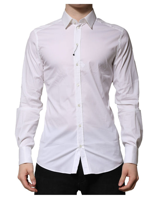 Dolce & Gabbana GOLD Long Sleeves White Cotton Formal Shirt