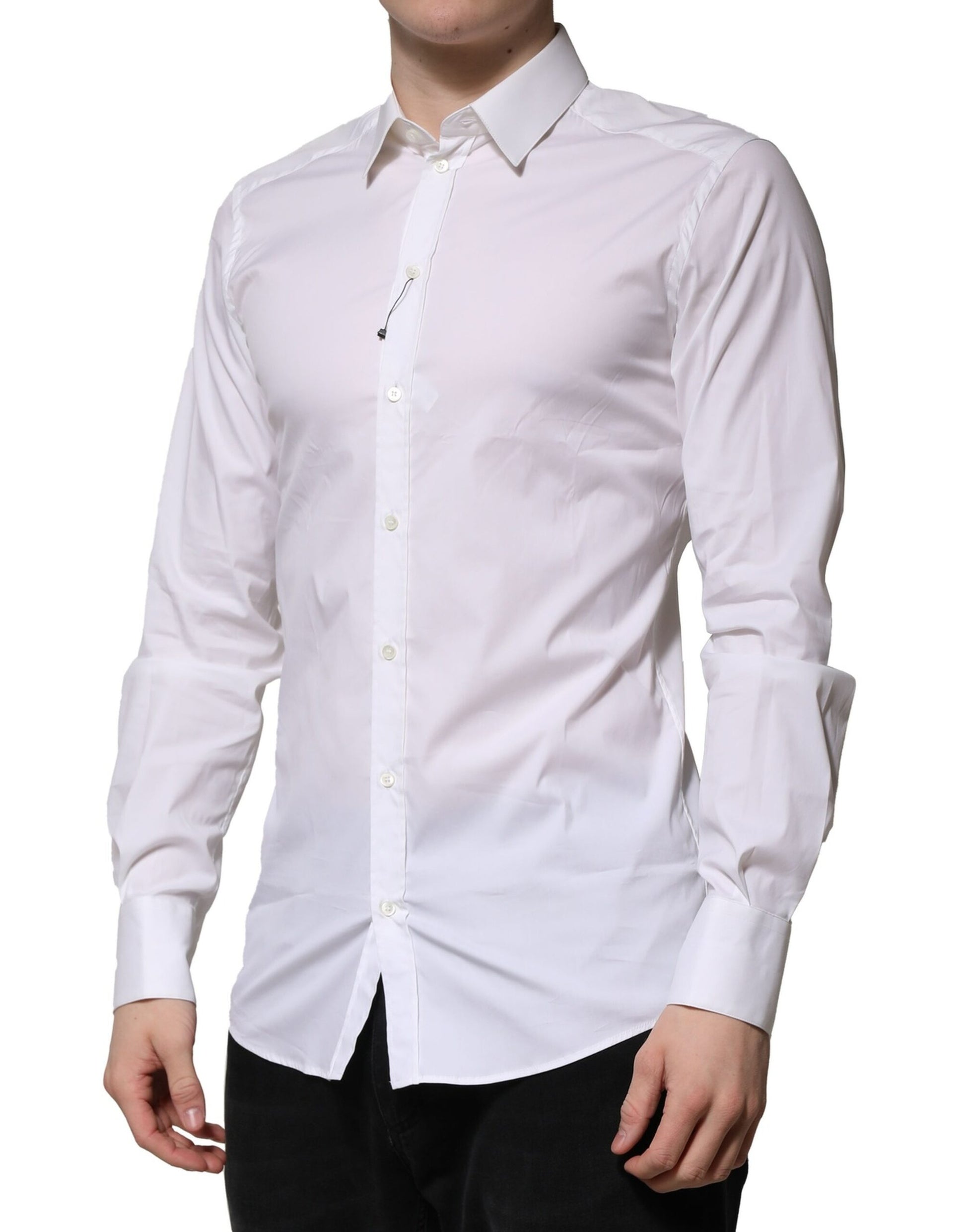Dolce & Gabbana GOLD Long Sleeves White Cotton Formal Shirt