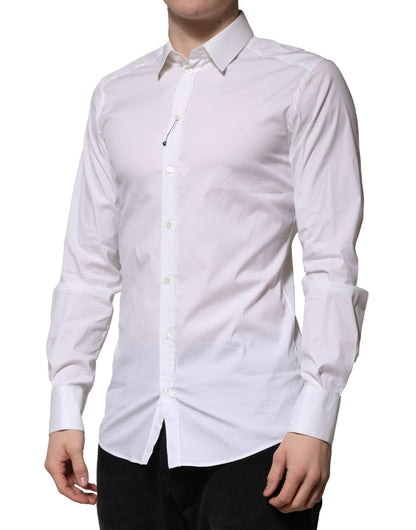 Dolce & Gabbana GOLD Long Sleeves White Cotton Formal Shirt