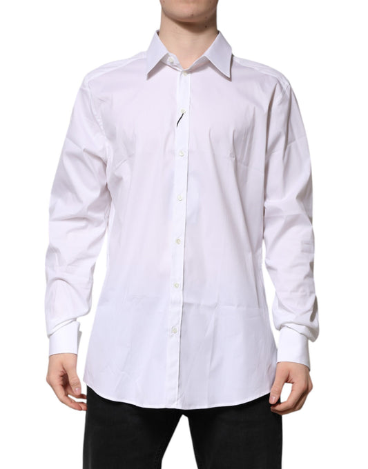 Dolce & Gabbana GOLD Long Sleeves Formal Shirt in White Cotton