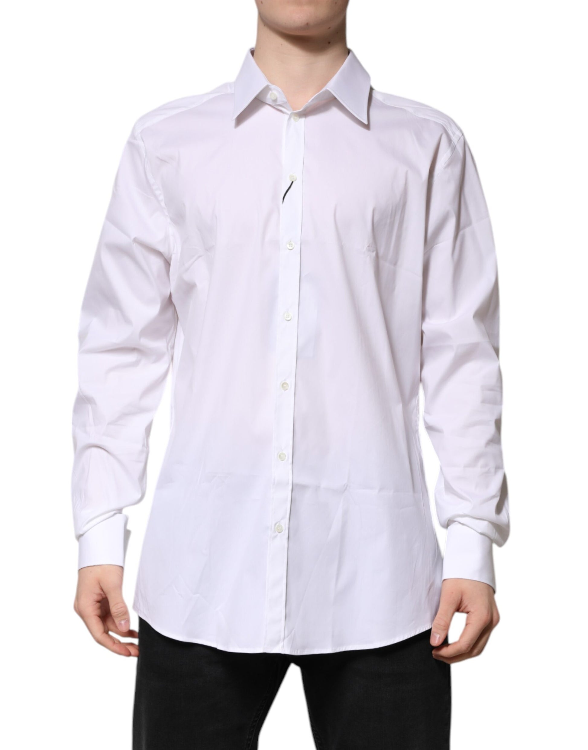 Dolce & Gabbana GOLD Long Sleeves Formal Shirt in White Cotton