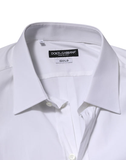 Dolce & Gabbana GOLD Long Sleeves Formal Shirt in White Cotton