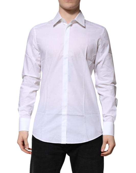 Dolce & Gabbana GOLD Long Sleeves White Cotton Formal Shirt