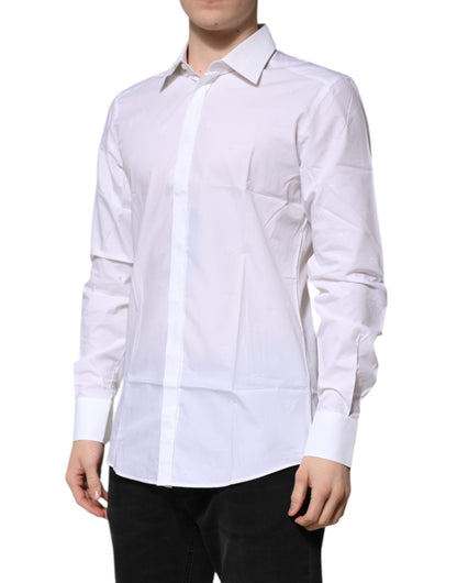 Dolce & Gabbana GOLD Long Sleeves White Cotton Formal Shirt