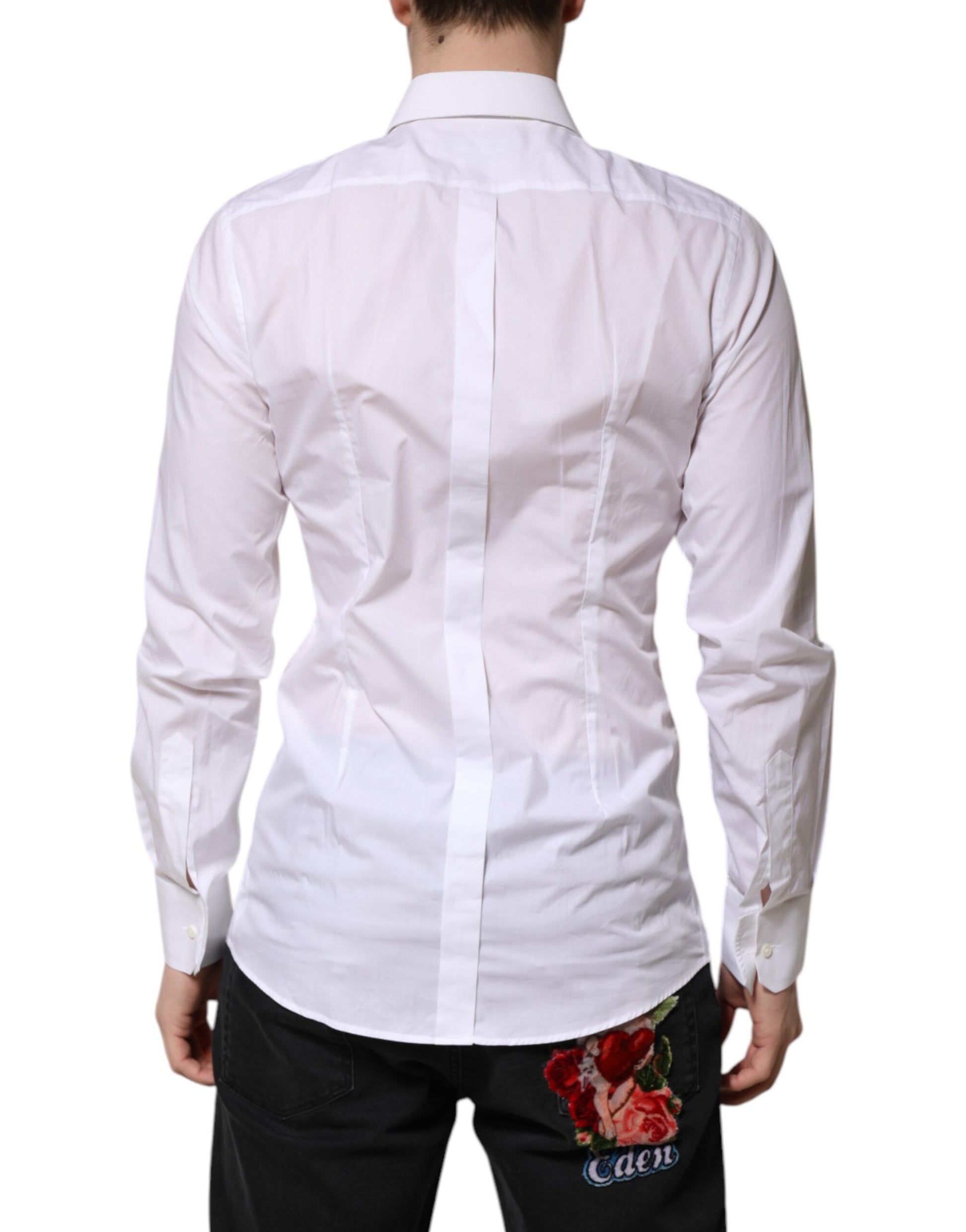 Dolce & Gabbana White GOLD Long Sleeves Dress Shirt for Men