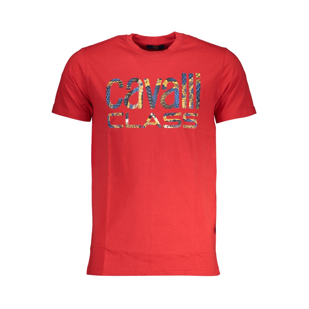 Cavalli Class Red Cotton T-Shirt – Bold Statement Wear