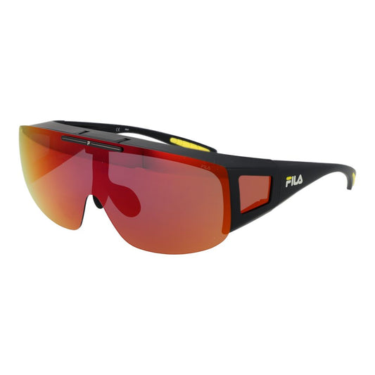 Fila Black Men’s Sunglasses – Full-Rim Black Frame with Multicolour Polarized Lenses, 99mm