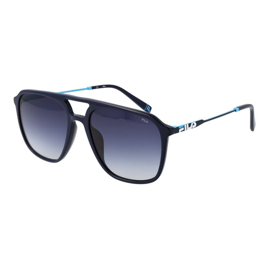 Fila Black Men's Aviator Sunglasses – Stylish Full-Rim Frame with Blue Gradient Lenses, 56mm