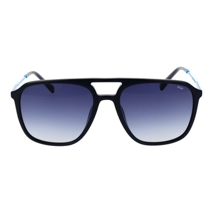 Fila Black Men's Aviator Sunglasses – Stylish Full-Rim Frame with Blue Gradient Lenses, 56mm