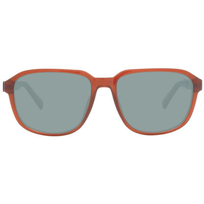 Timberland Brown Men's Sunglasses – Square Full-Rim with Green Polarized Lenses, 56mm