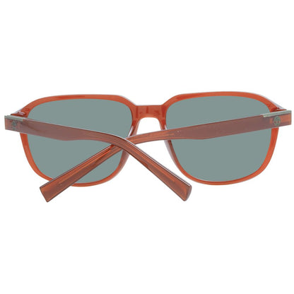 Timberland Brown Men's Sunglasses – Square Full-Rim with Green Polarized Lenses, 56mm