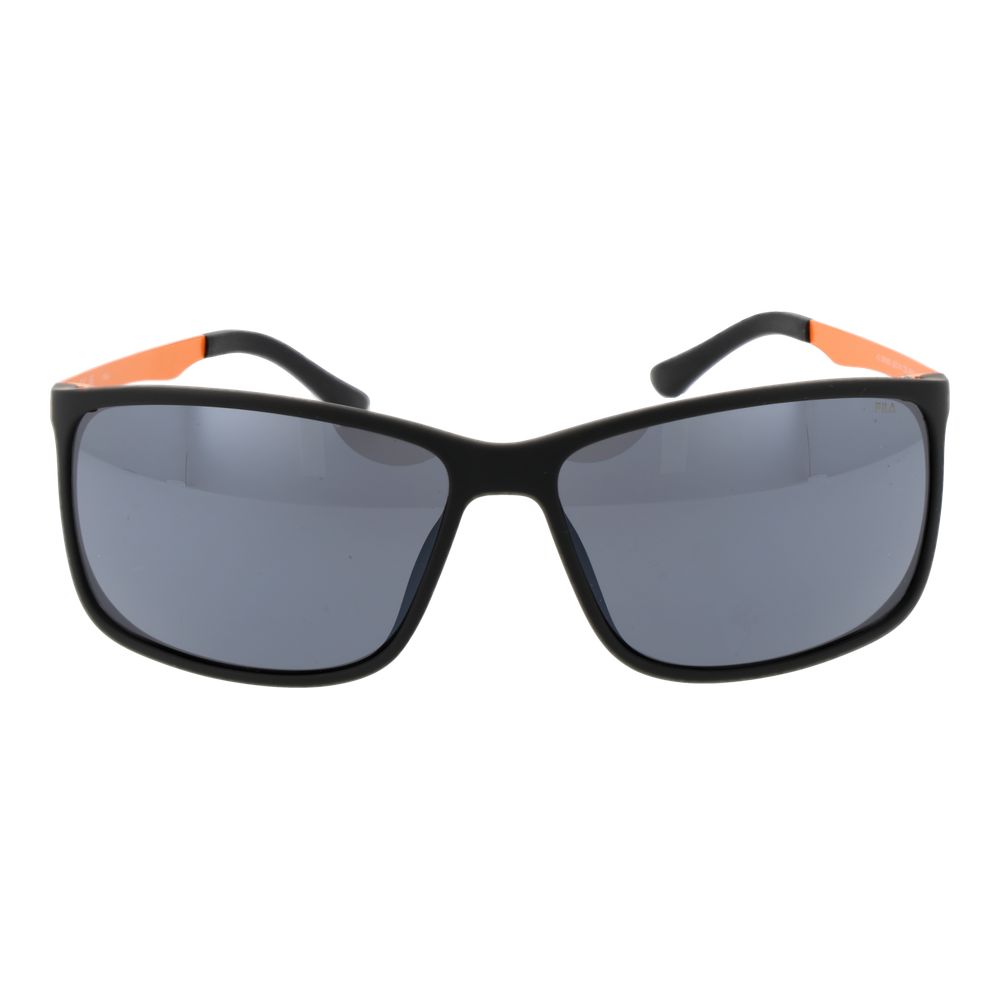 Fila Men’s Sunglasses – Black Square Frame with Grey Mirrored Lenses, 62mm